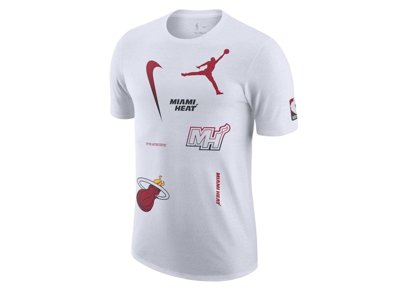 Jordan NBA Miami Heat Courtside Statement Edition Loose Fit T-shirt White/Dark Red