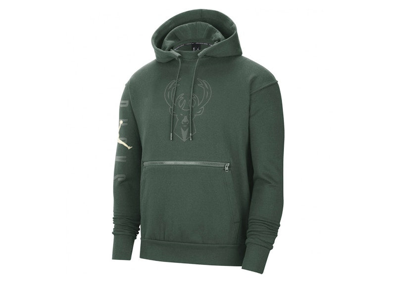 Jordan NBA Milwaukee Bucks Courtside Fleece Pullover Hoodie Dark Green