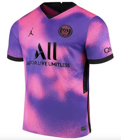 Jordan Paris Saint-Germain Fourth Stadium Shirt 2020-21 with Mbappe 7 printing Jersey Purple/Pink