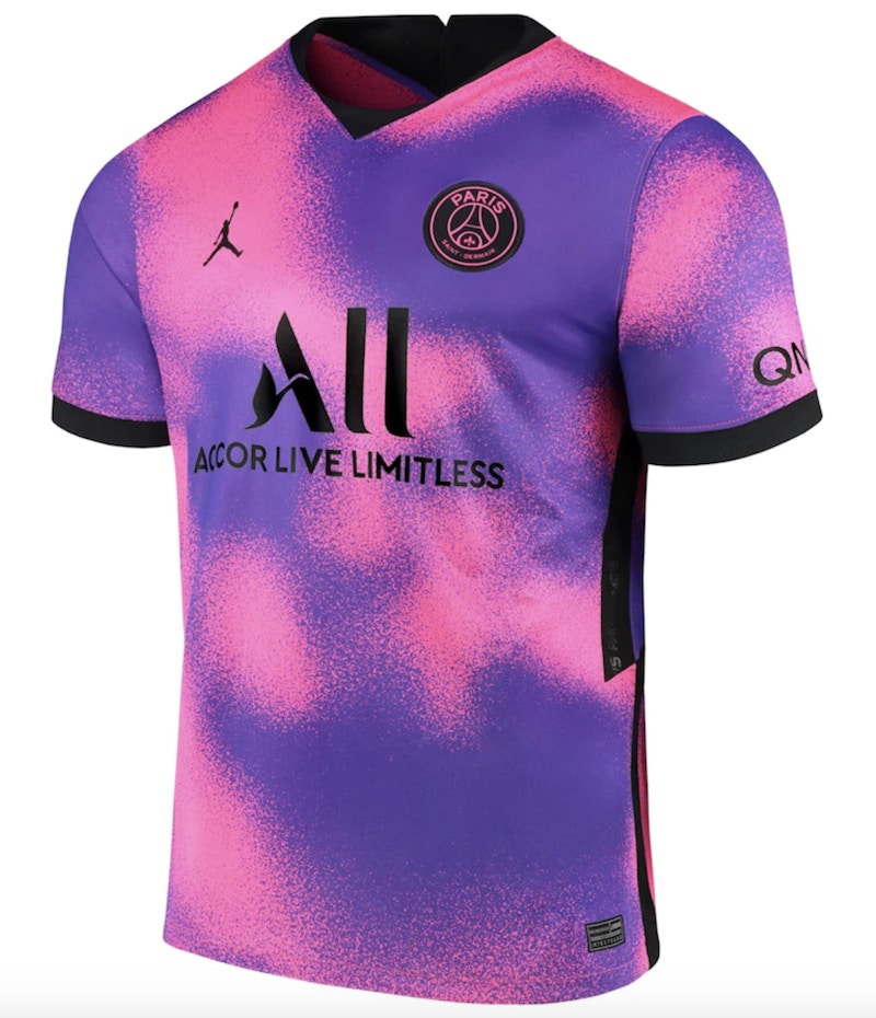 Jordan Paris Saint-Germain Fourth Stadium Shirt 2020-21 with Mbappe 7 printing Jersey Purple/Pink