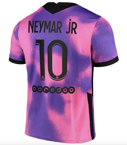 Jordan Paris Saint-Germain Fourth Stadium Shirt 2020-21 with Neymar Jr 10 printing Jersey Purple/Pink