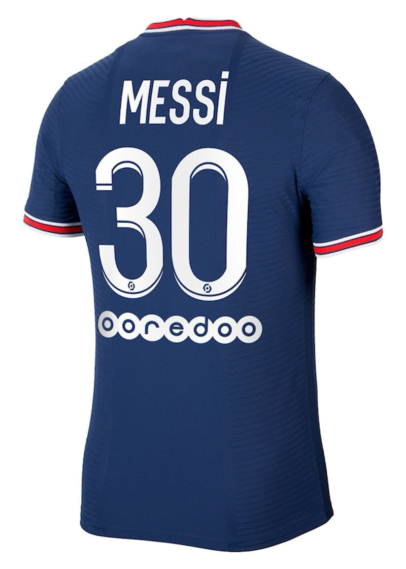 Jordan Paris Saint-Germain Home Vapor Match Shirt 2021-22 With Messi 30 Printing Jersey Midnight Navy/University Red/White