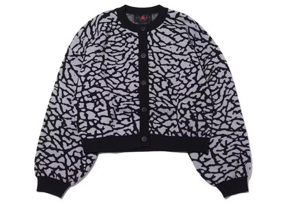 Jordan Womens Flight Jacquard Knit Cardigan (Asia Sizing) Black Cement Grey