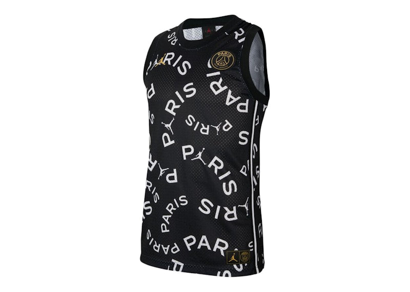 Jordan x PSG Paris Saint Germain Basketball Jersey Black/White/Gold