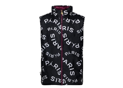 Jordan x PSG Paris Saint Germain Reversible Down Puffer Vest Black/Bordeaux/White/Metallic Gold