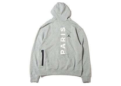 Jordan x Paris Saint-Germain Front Logo Fleece Pullover Hoodie (Asia Sizing) Dark Grey Heather
