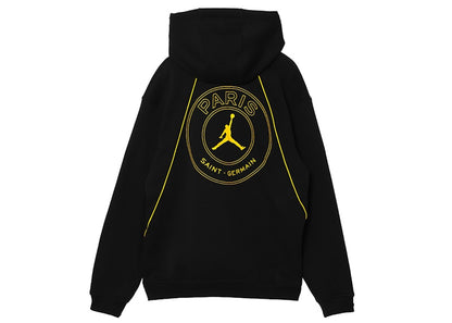Jordan x Paris Saint-Germain Logo Fleece Pullover Hoodie (Asia Sizing) Black/Tour Yellow