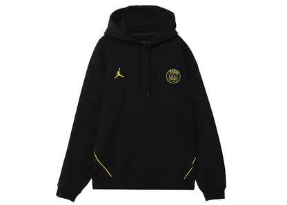 Jordan x Paris Saint-Germain Logo Fleece Pullover Hoodie (Asia Sizing) Black/Tour Yellow