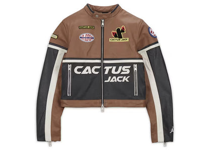 Jordan x Travis Scott Cactus Jack Women's Leather Jacket (Asia Sizing) Archaeo Brown