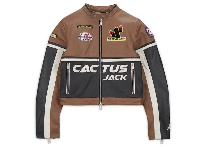 Jordan x Travis Scott Cactus Jack Women's Leather Jacket (Asia Sizing) Archaeo Brown