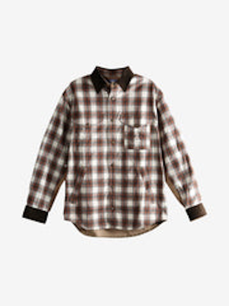 Junya Watanabe Checkered-Pattern Long-Sleeve Shirt Off White Brown Beige