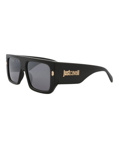 Just Cavalli Aviator-Frame Acetate Sunglasses Black Black Smoke (SJC022-56-700X)