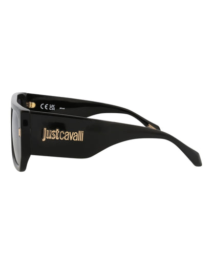 Just Cavalli Aviator-Frame Acetate Sunglasses Black Black Smoke (SJC022-56-700X)
