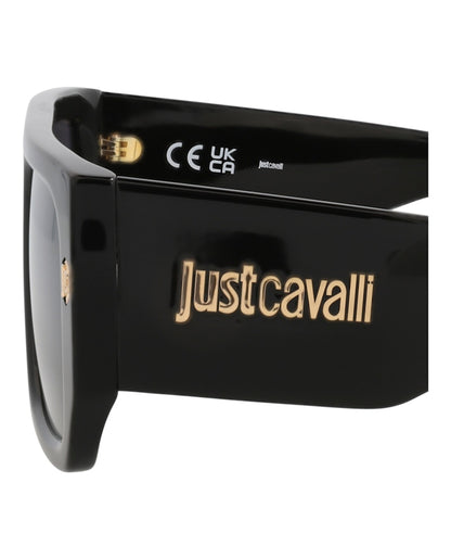 Just Cavalli Aviator-Frame Acetate Sunglasses Black Black Smoke (SJC022-56-700X)