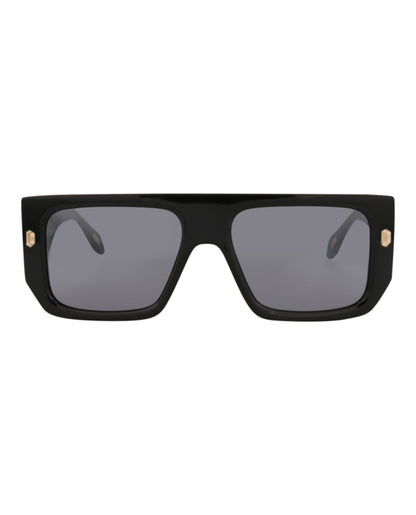 Just Cavalli Aviator-Frame Acetate Sunglasses Black Black Smoke (SJC022-56-700X)