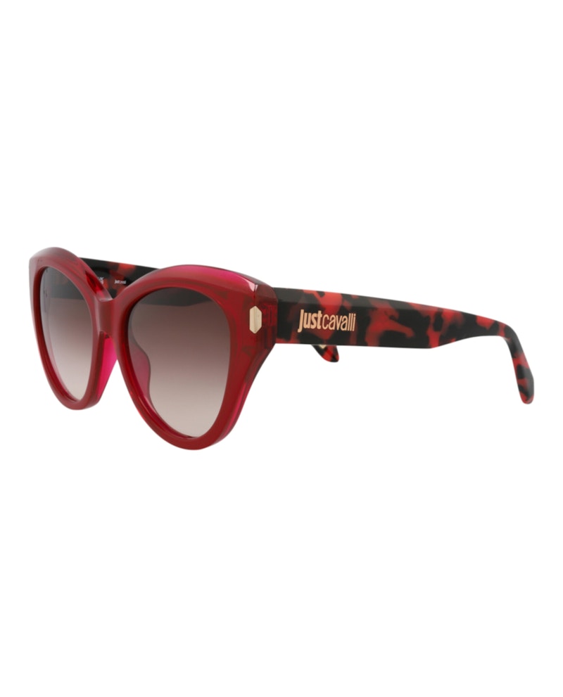 Just Cavalli Cat Eye-Frame Acetate Sunglasses Red Havana Brown (SJC033-55-09RV)