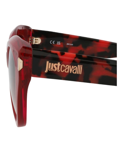 Just Cavalli Cat Eye-Frame Acetate Sunglasses Red Havana Brown (SJC033-55-09RV)
