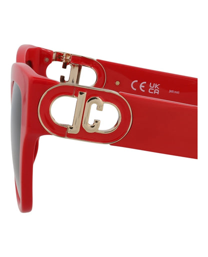 Just Cavalli Cat Eye-Frame Acetate Sunglasses Red Red Smoke (SJC037-54-06XX)