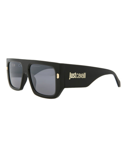 Just Cavalli Navigator-Frame Acetate Sunglasses Black Black Smoke (SJC022K-56-700X)