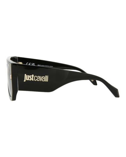 Just Cavalli Navigator-Frame Acetate Sunglasses Black Black Smoke (SJC022K-56-700X)