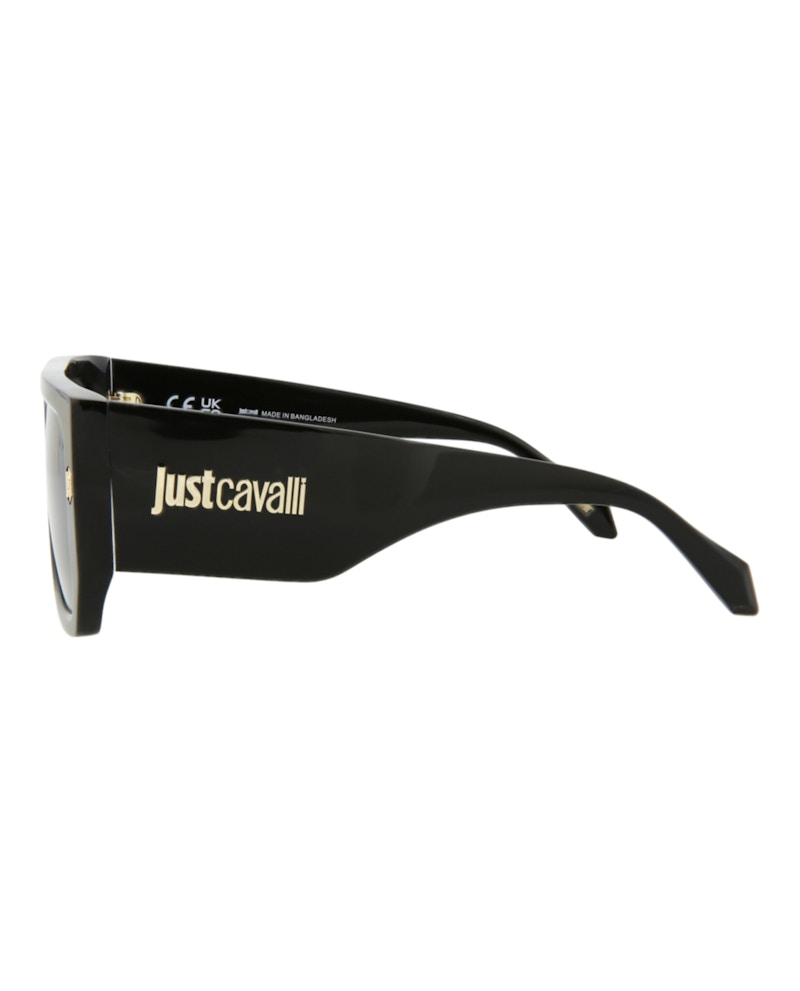 Just Cavalli Navigator-Frame Acetate Sunglasses Black Black Smoke (SJC022K-56-700X)