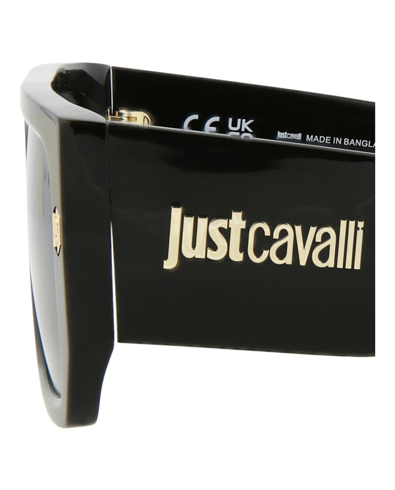Just Cavalli Navigator-Frame Acetate Sunglasses Black Black Smoke (SJC022K-56-700X)