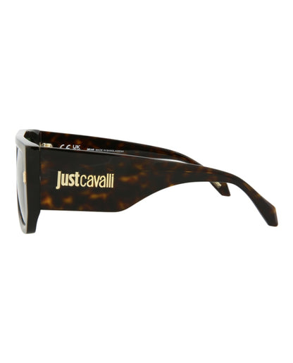 Just Cavalli Navigator-Frame Acetate Sunglasses Dark Havana Dark Havana Green (SJC022K-56-0722)