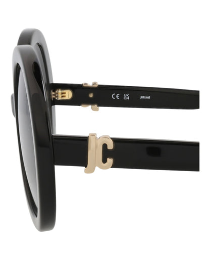 Just Cavalli Round-Frame Acetate Sunglasses Black Black Smoke (SJC028-51-0700)