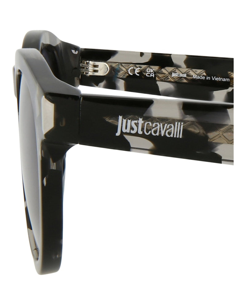 Just Cavalli Round-Frame Acetate Sunglasses Black Havana Blue (SJC025K-50-0809)