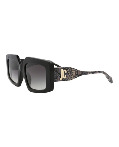 Just Cavalli Square-Frame Acetate Sunglasses Black Black Smoke (SJC020-54-0700)