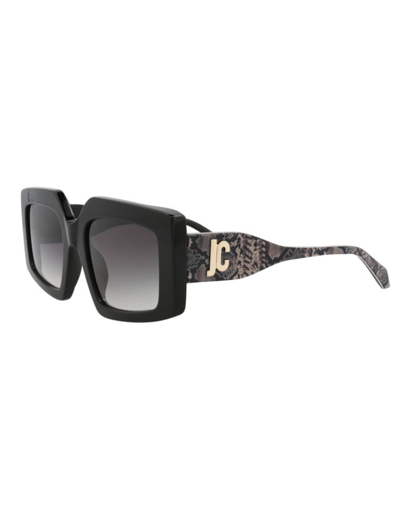 Just Cavalli Square-Frame Acetate Sunglasses Black Black Smoke (SJC020-54-0700)