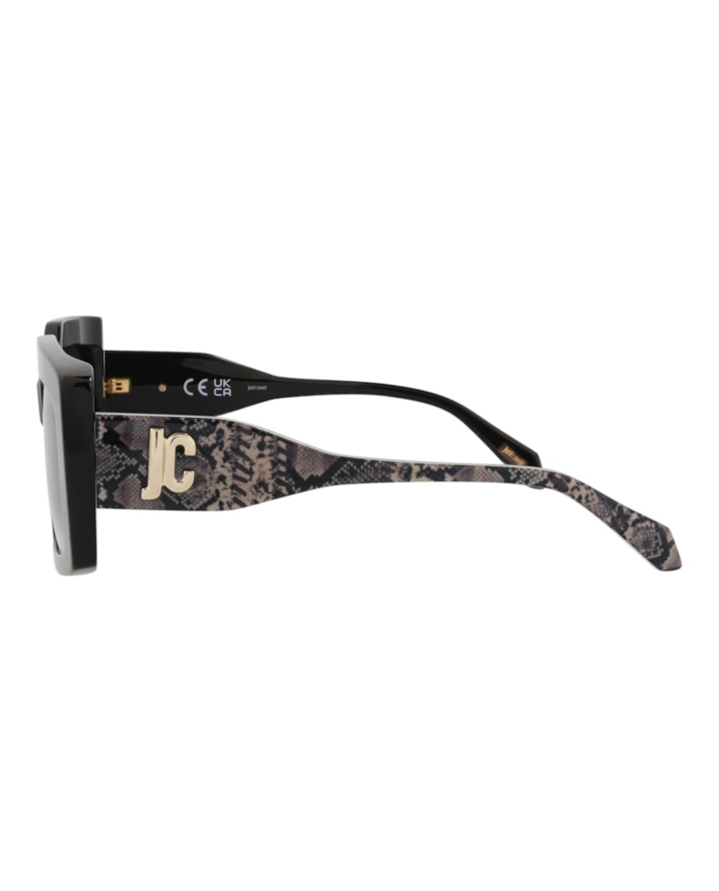 Just Cavalli Square-Frame Acetate Sunglasses Black Black Smoke (SJC020-54-0700)