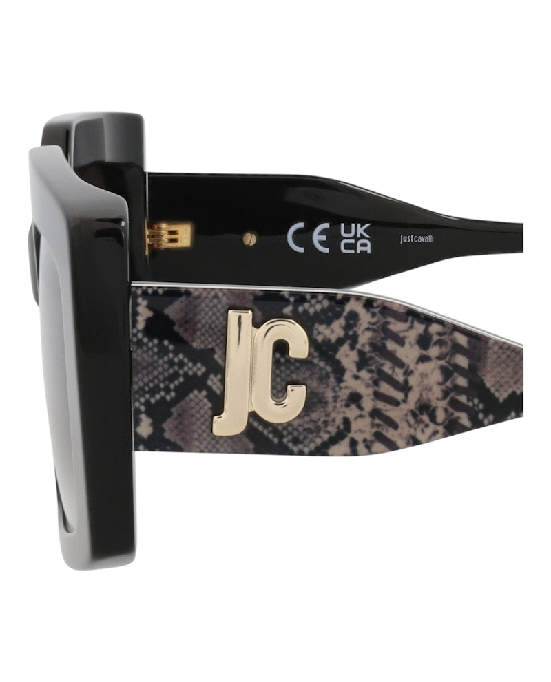 Just Cavalli Square-Frame Acetate Sunglasses Black Black Smoke (SJC020-54-0700)