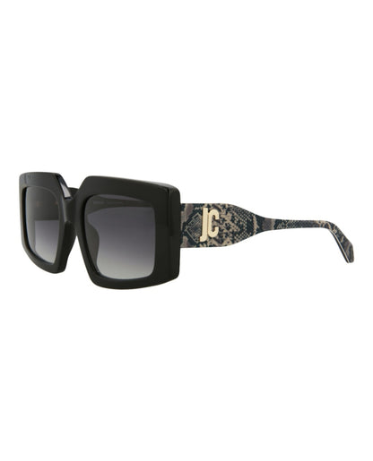 Just Cavalli Square-Frame Acetate Sunglasses Black Black Smoke (SJC020K-54-0700)