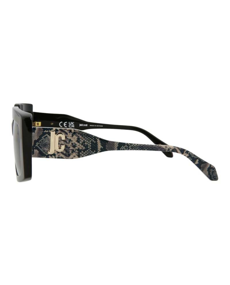 Just Cavalli Square-Frame Acetate Sunglasses Black Black Smoke (SJC020K-54-0700)
