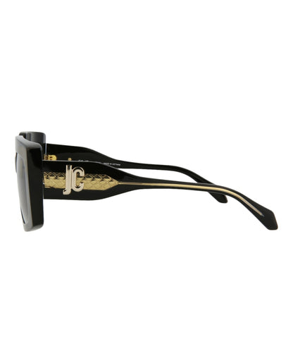 Just Cavalli Square-Frame Acetate Sunglasses Black Black Smoke (SJC020K-54-700V)