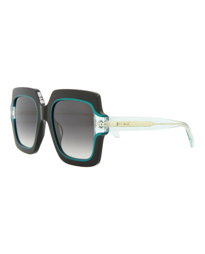 Just Cavalli Square-Frame Acetate Sunglasses Black Green Smoke (SJC023K-53-07M4)