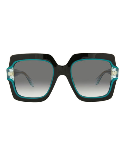 Just Cavalli Square-Frame Acetate Sunglasses Black Green Smoke (SJC023K-53-07M4)