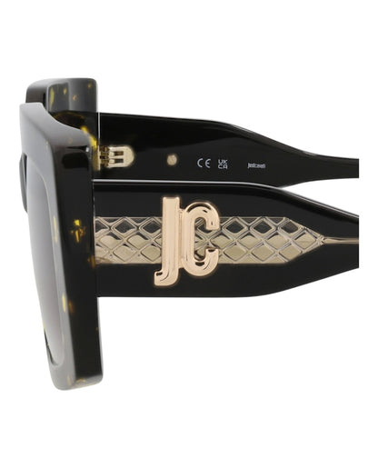 Just Cavalli Square-Frame Acetate Sunglasses Havana Black Smoke (SJC020V-54-0709)