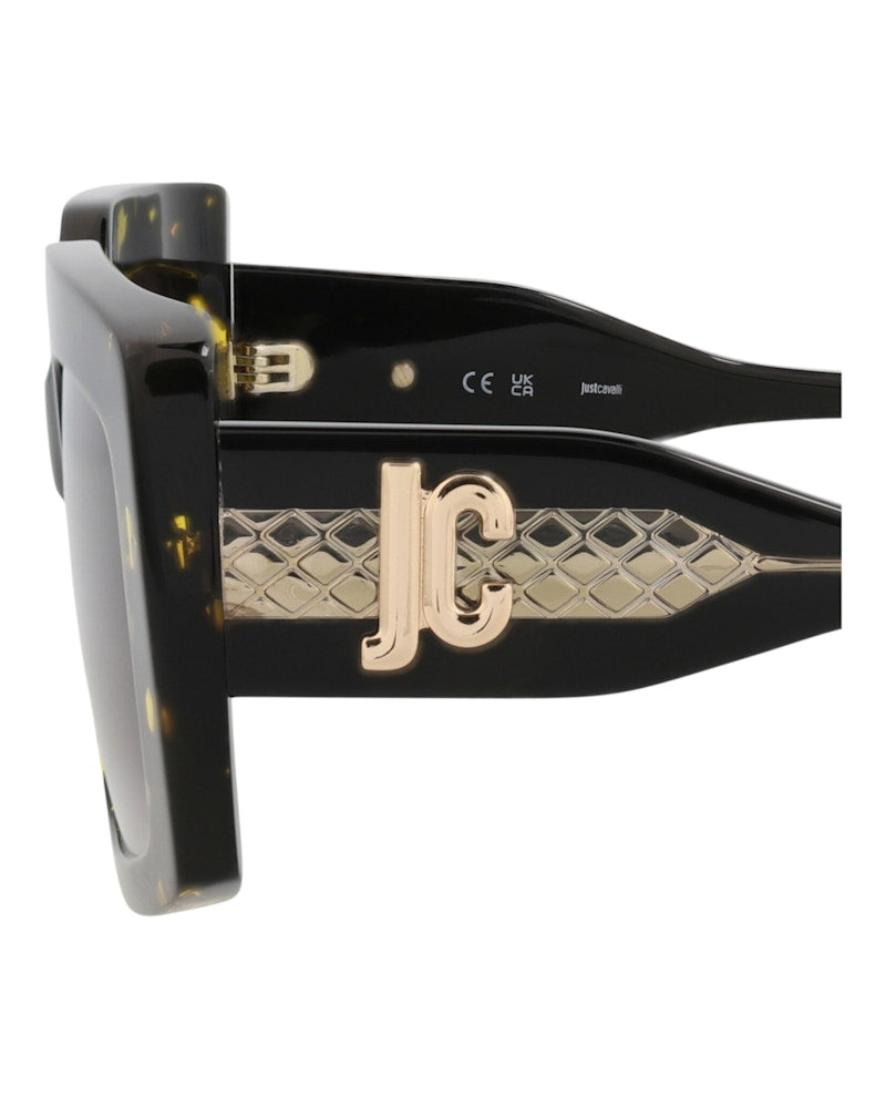 Just Cavalli Square-Frame Acetate Sunglasses Havana Black Smoke (SJC020V-54-0709)