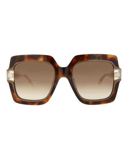 Just Cavalli Square-Frame Acetate Sunglasses Havana Crystal Brown (SJC023K-53-09AJ)
