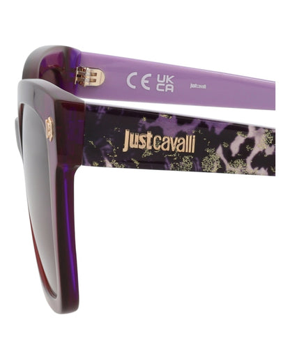 Just Cavalli Square-Frame Acetate Sunglasses Violet Havana Brown (SJC044-54-09FE)