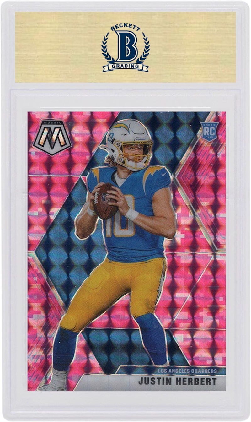 Justin Herbert 2020 Panini Mosaic Rookie Camo Pink #204 (PSA or BGS Graded)