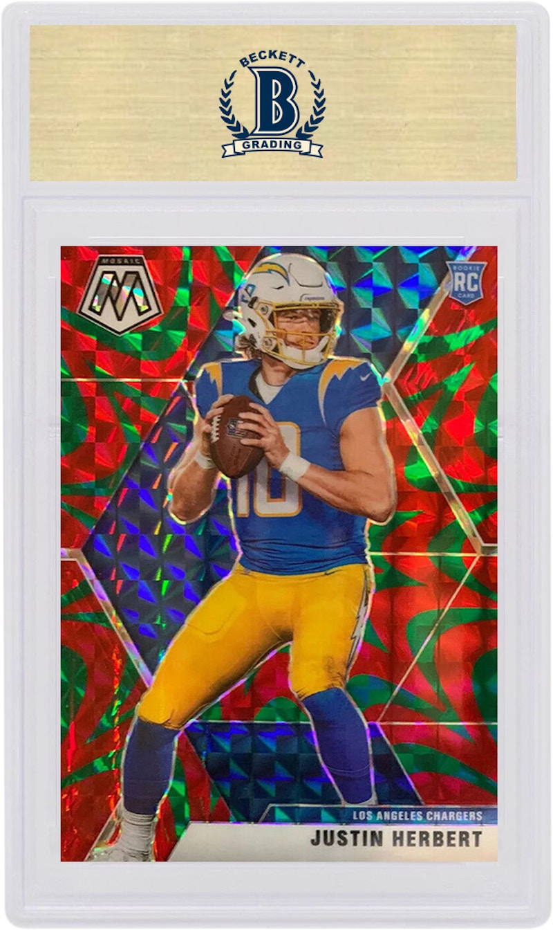 Justin Herbert 2020 Panini Mosaic Rookie Reactive Green #204 (PSA or BGS Graded)