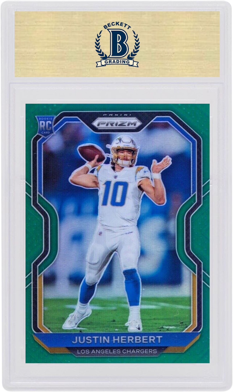 Justin Herbert 2020 Panini Prizm Rookie Green #325 (PSA or BGS Graded)
