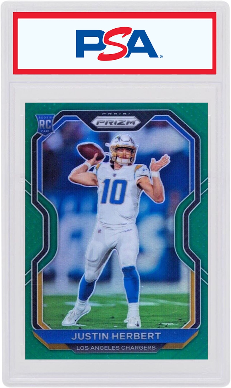 Justin Herbert 2020 Panini Prizm Rookie Green #325 (PSA or BGS Graded)