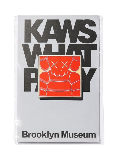 KAWS Brooklyn Museum WHAT PARTY Square Pin Orange