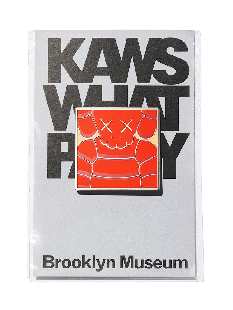 KAWS Brooklyn Museum WHAT PARTY Square Pin Orange