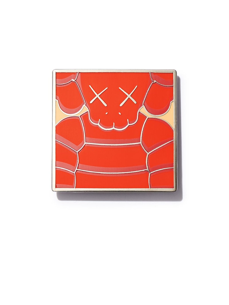 KAWS Brooklyn Museum WHAT PARTY Square Pin Orange