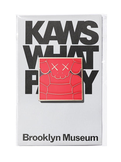 KAWS Brooklyn Museum WHAT PARTY Square Pin Red